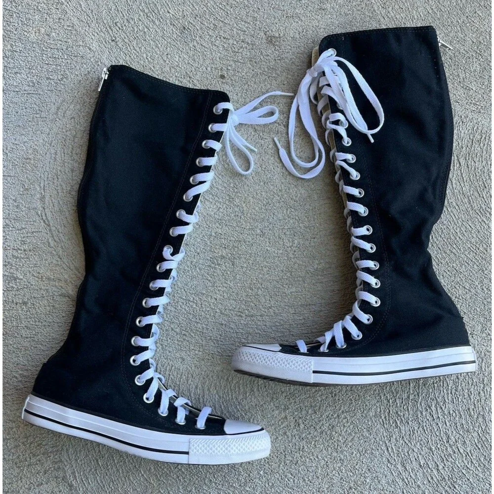 Converse All-Star Women's 7 Men's 5 Tall Knee High Sneakers 1V708 - Black - Picture 2 of 12